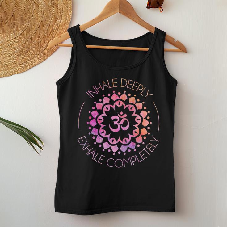 Damen Yoga Meditation Mandala Inhale Exhale Outfit Tank Top Frauen Lustige Geschenke