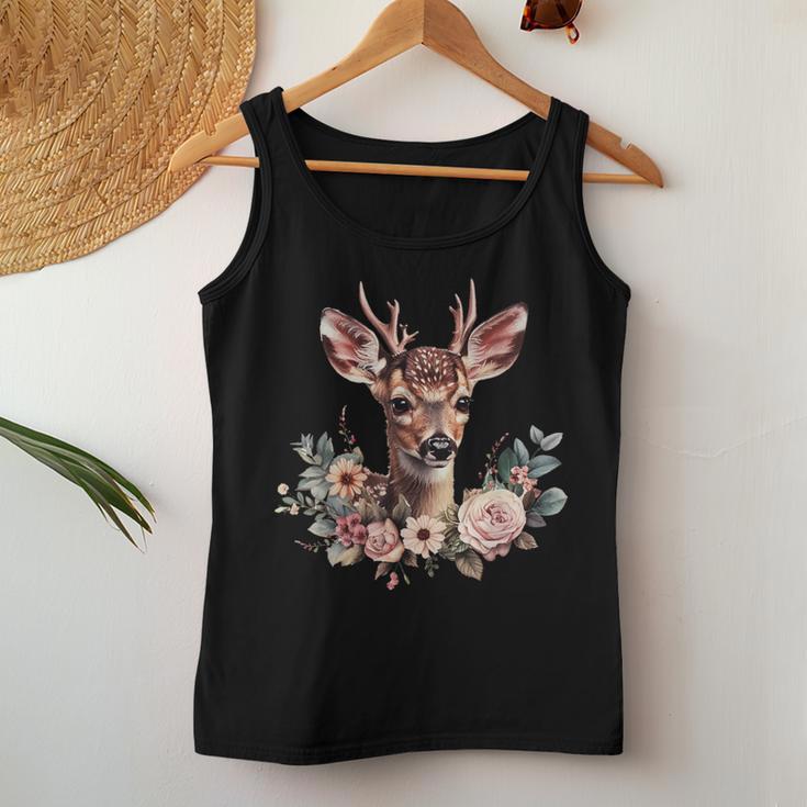 Deer Fawn Flowers Costume Dirndl Oktoberfest Tank Top Frauen Lustige Geschenke