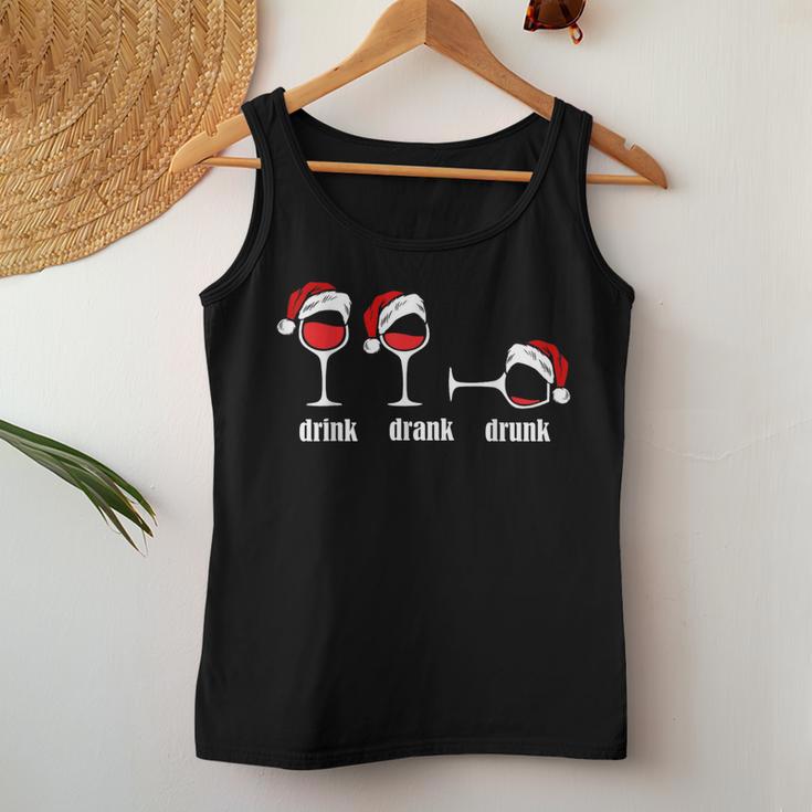 Drink Drank Drunk Wine Glasses Wine Lover Christmas Tank Top Frauen Lustige Geschenke