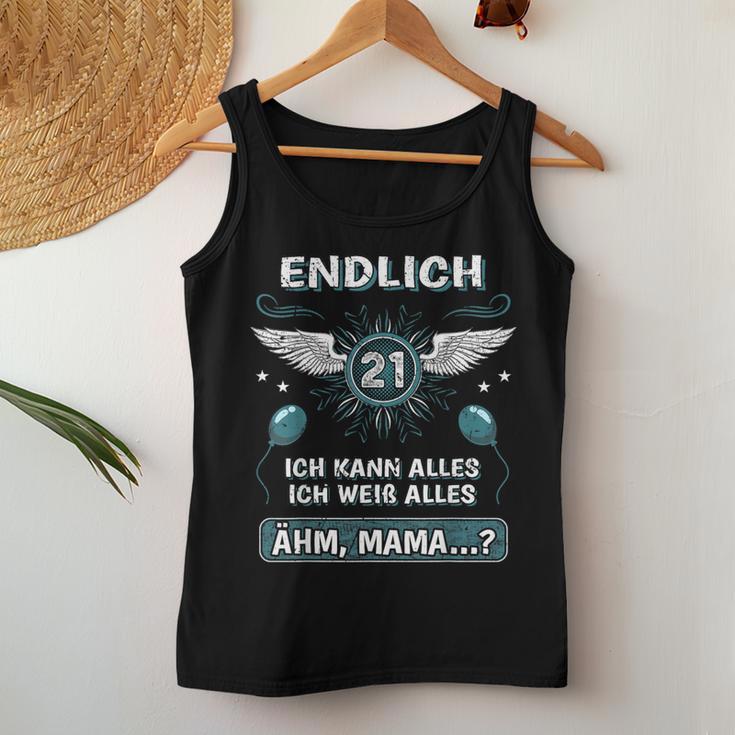 Endlich 21 Ähm Mama 21St Birthday Son Daughter S Tank Top Frauen Lustige Geschenke