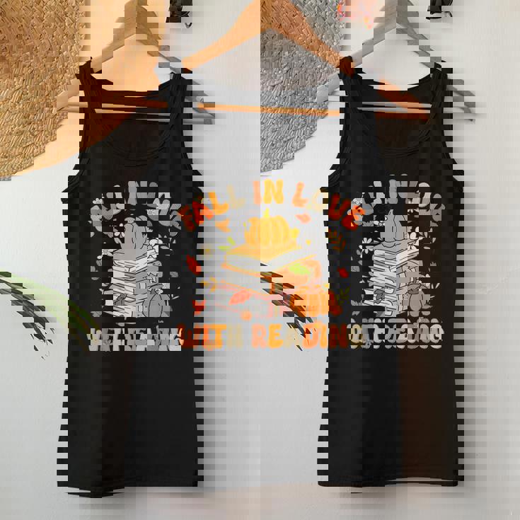 Fall In Love With Reading Book Autumn Pumpkins And Teachers Women Tank Top Unique Gifts