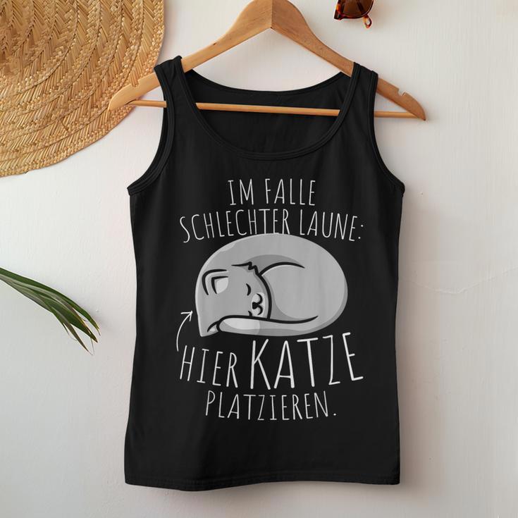 Im Falle Schlechter Laune Hier Katze Platzieren Hier Katzen Tank Top Frauen Lustige Geschenke