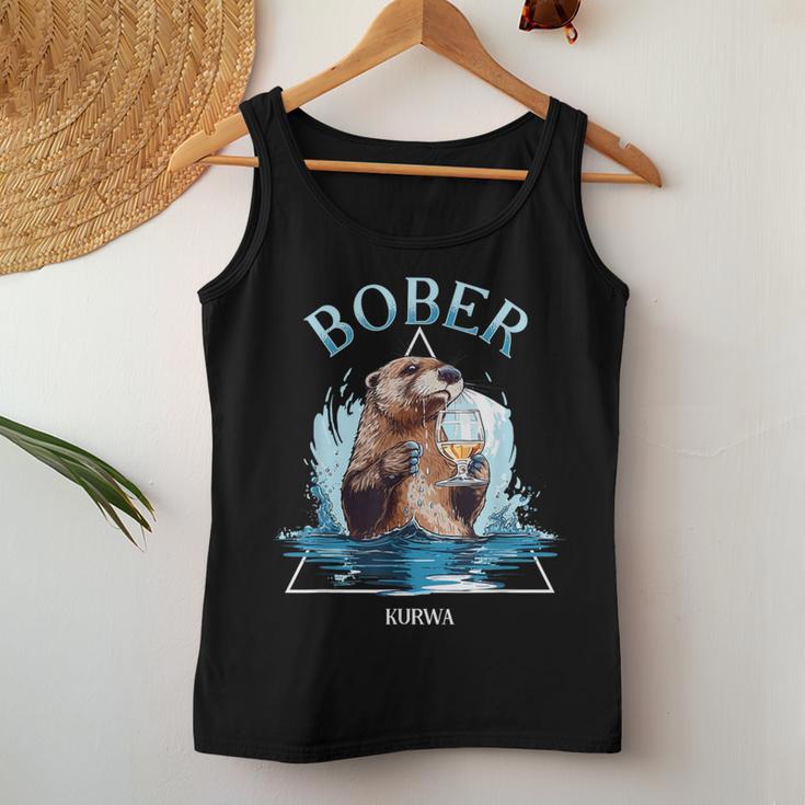 Bober Beer Drinking Beaver Lovers Bobr Meme Tank Top Frauen Lustige Geschenke