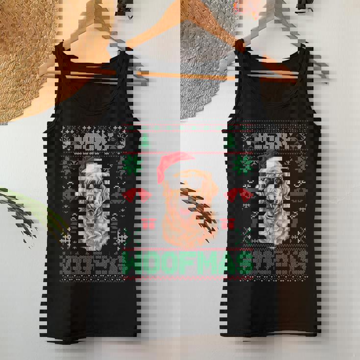 Golden Retrievers Merry Christmas Woofmas Dog Lover Mom Dad Women Tank Top Personalized Gifts
