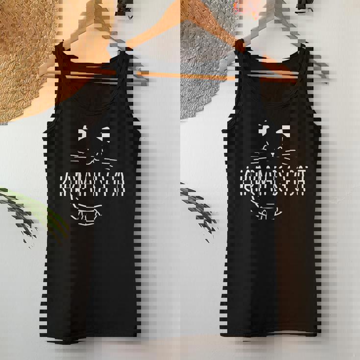 Karma Is A Cat Music Lover Fan Cat Cadeau Pour Les Amoureux Des Chats Débardeur pour femme Cadeaux drôles