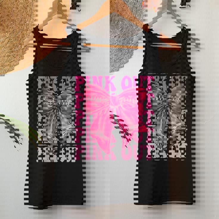 Pink Out Breast Cancer Football Coquette Bow Mom Girls Women Women Tank Top Unique Gifts
