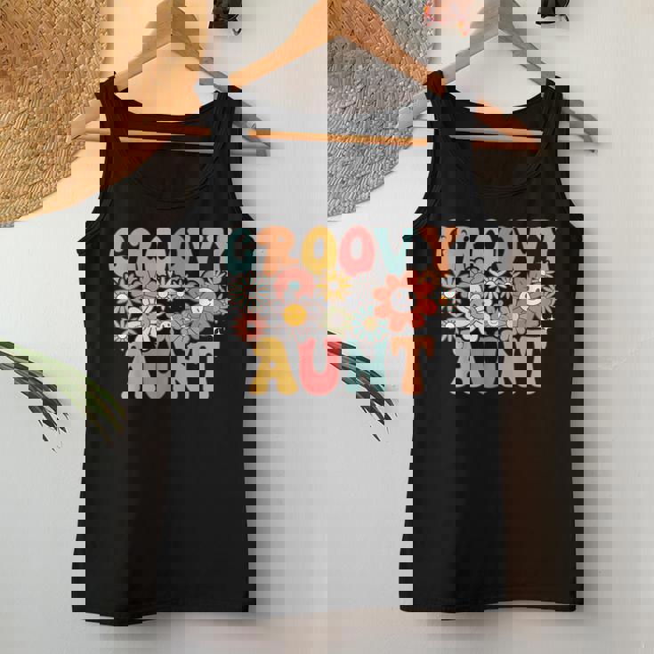 Retro Groovy Aunt 1St Birthday Auntie Matching Family Hippie Women Tank Top Personalized Gifts