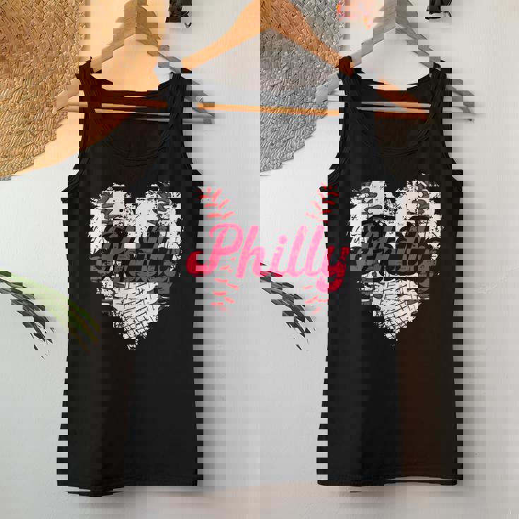 Retro Grunge Philly Baseball Love Heart Baseball Fans Women Tank Top Personalized Gifts