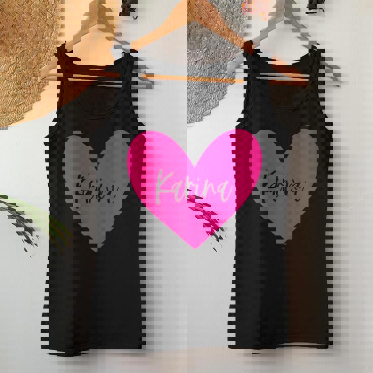 Rosa Karina Nome Cuore Amore Donna Ragazza Amico Personalizzato Canotta da donna Regalos divertidos