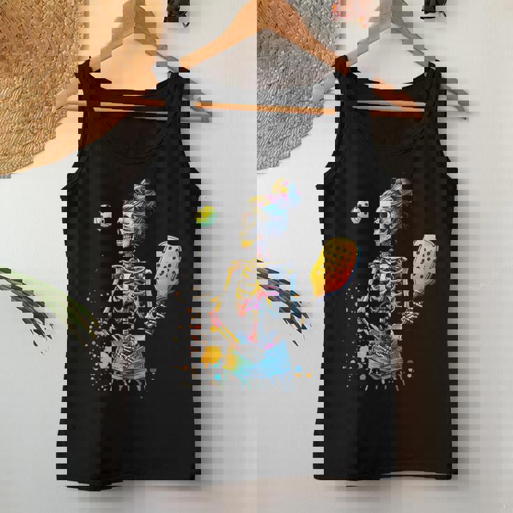 Spooky Pickleball Halloween Skeleton Pumpkin Women Tank Top Unique Gifts