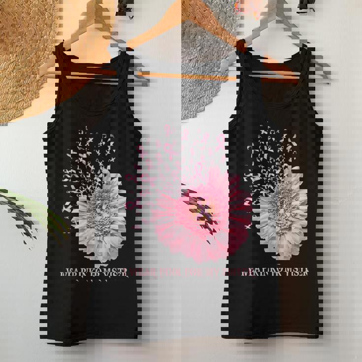 Sunflower Ribbon I Wear Pink For My Sister Breast Cancer Women Tank Top Personalized Gifts