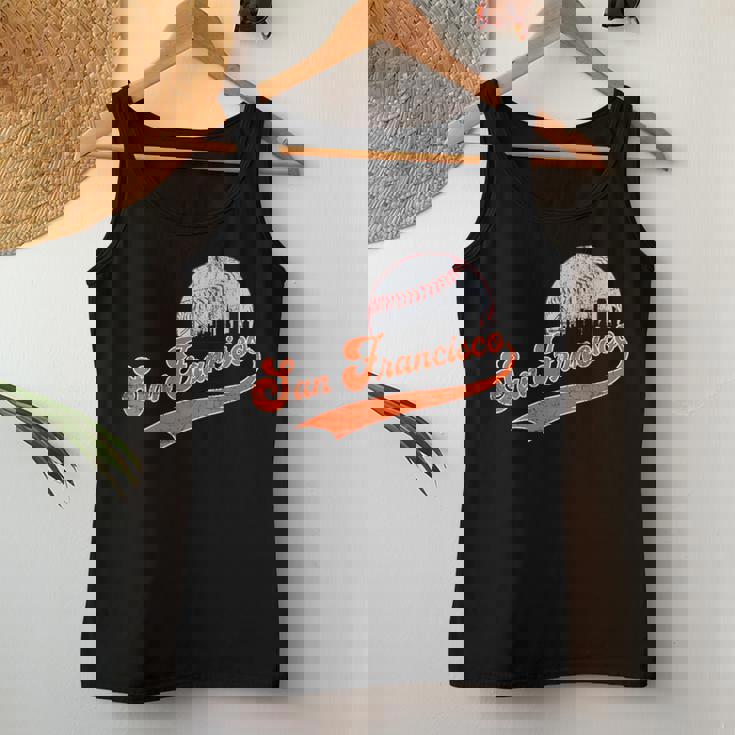 Vintage San Francisco Skyline Game Day Retro Baseball Women Tank Top Personalized Gifts