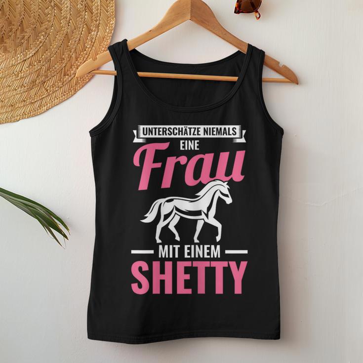 Women's Frau Mit Einem Shetland Pony Rider Tank Top Frauen Lustige Geschenke