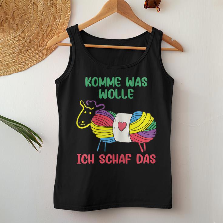 Women's Komme Was Wolle Knitting Crochet Tank Top Frauen Lustige Geschenke