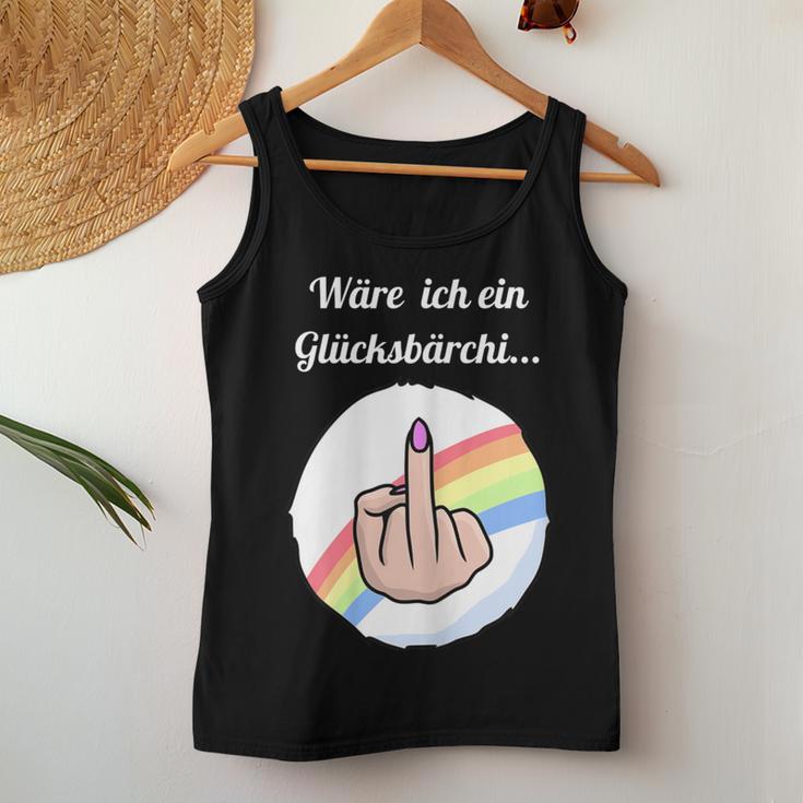 Women's Rainbow Was Ich Ein Glücksbärchi Middle Finger Tank Top Frauen Lustige Geschenke