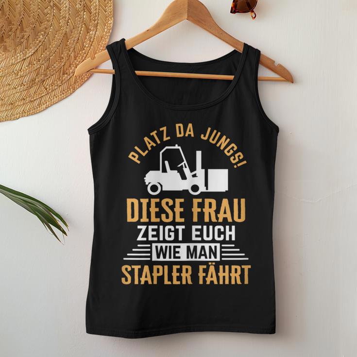 Women's Zegt Euch Wie Man Stapler Fahrt Forklift Driver Tank Top Frauen Lustige Geschenke