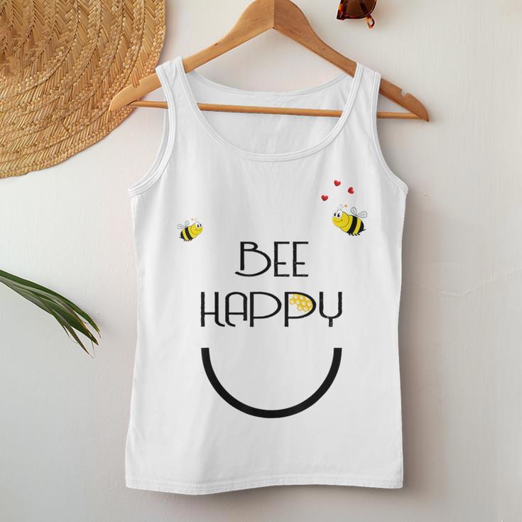 Bee Happy Bienen Schwarz Blue Tank Top Frauen Lustige Geschenke