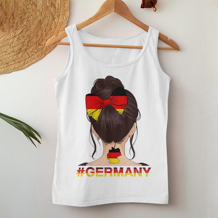 Deutsches Mädchen Messy Bun Mit Deutschland-Flagge Tank Top Frauen Lustige Geschenke