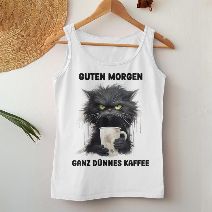 Guten Morgen Ein Ganz Dünne Kaffee Cat With Coffee Gray Tank Top Frauen Lustige Geschenke