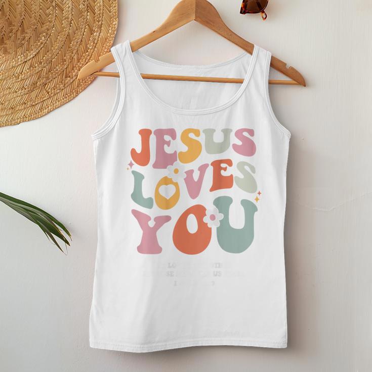 Jesus Loves You Christian Bibleerse Retro Groovy Religious Tank Top Frauen Lustige Geschenke