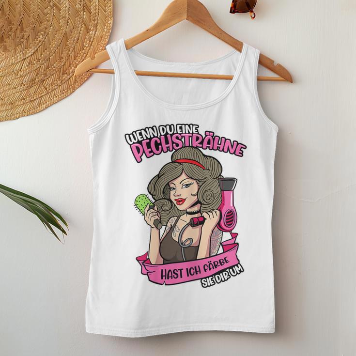 Women's Hairdresser Saying Pechsträhne Haar Hairdryer Tank Top Frauen Lustige Geschenke