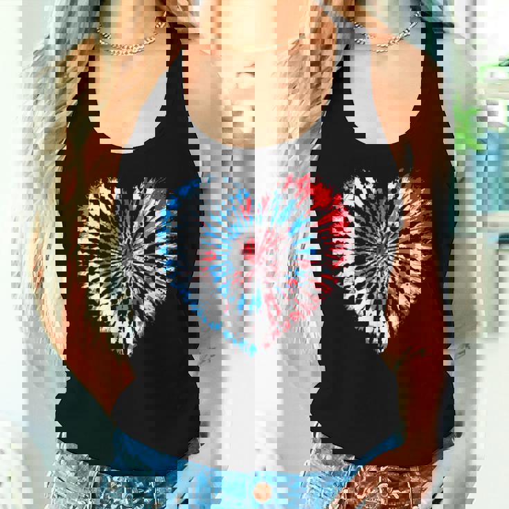 4Th July Heart Tie Dye American Usa Flag Boys Girls Women Tank Top Gifts for Her