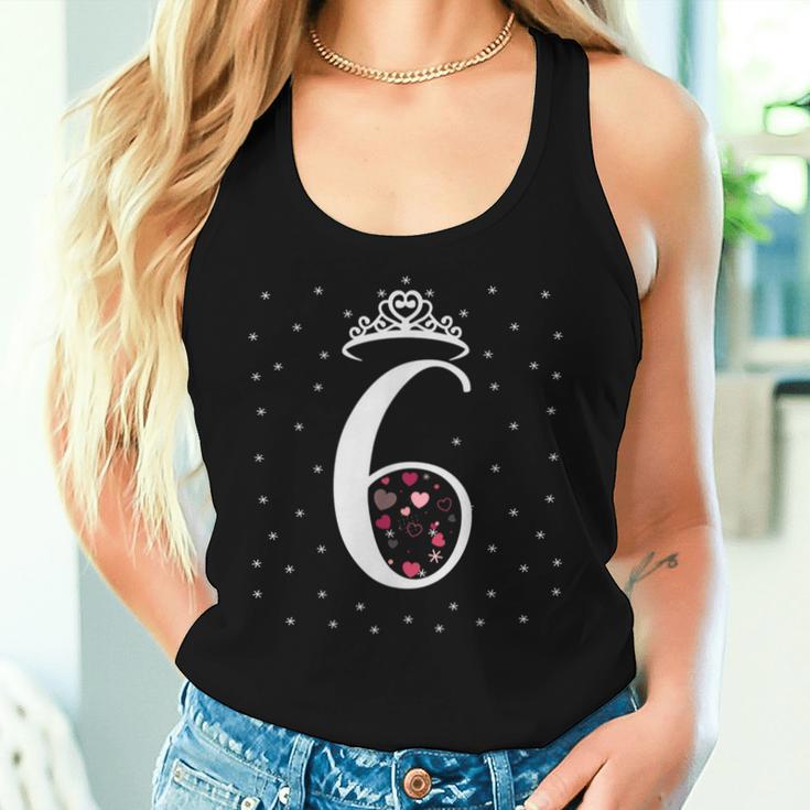 6 Herzen Krone 6 Jahre Alt Happy 6Th Birthday Mädchen Frauen Tank Top Frauen Geschenke für Sie