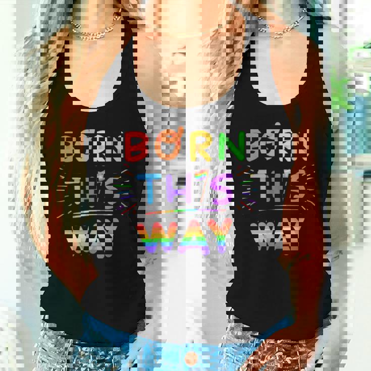 Born This Way Rainbow Pride Divertente Regalo Colorato Lettering Canotta da donna Regalos para ella