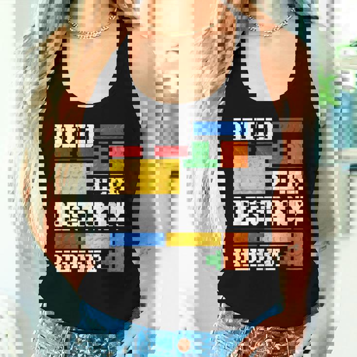 Build Play Destroy Repeat Brick Master Builder Kid Boy Girls Women Tank Top Gifts for Her