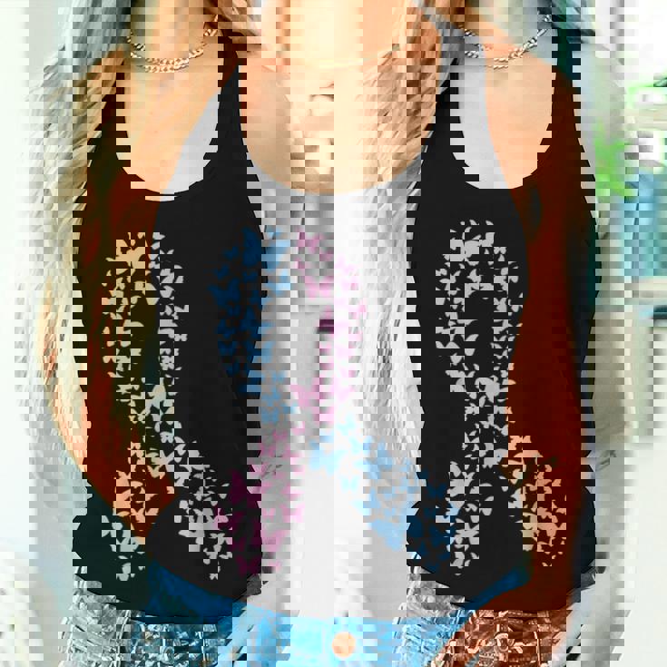 Butterfly Ribbon Pregnancy And Infant Loss Awareness Month Women Tank Top Gifts for Her