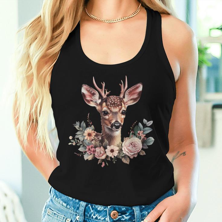 Deer Fawn Flowers Costume Dirndl Oktoberfest Tank Top Frauen Geschenke für Sie