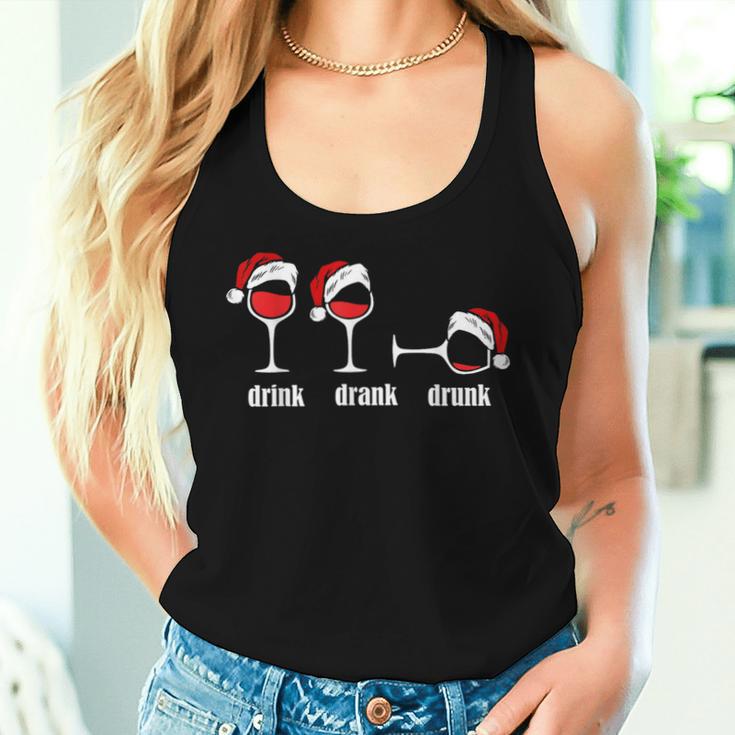 Drink Drank Drunk Wine Glasses Wine Lover Christmas Tank Top Frauen Geschenke für Sie