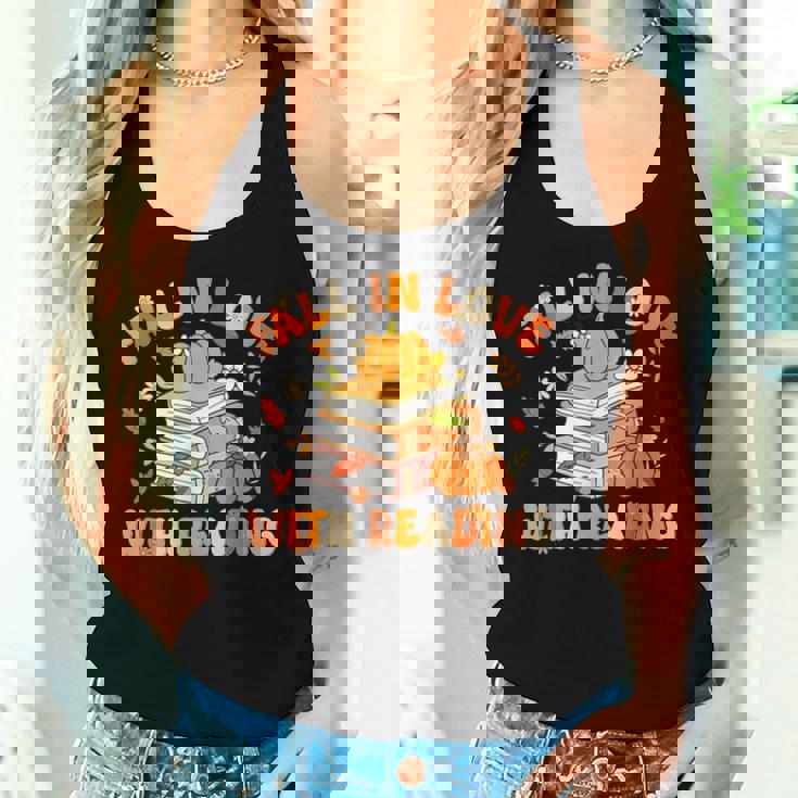 Fall In Love With Reading Book Autumn Pumpkins And Teachers Women Tank Top Gifts for Her