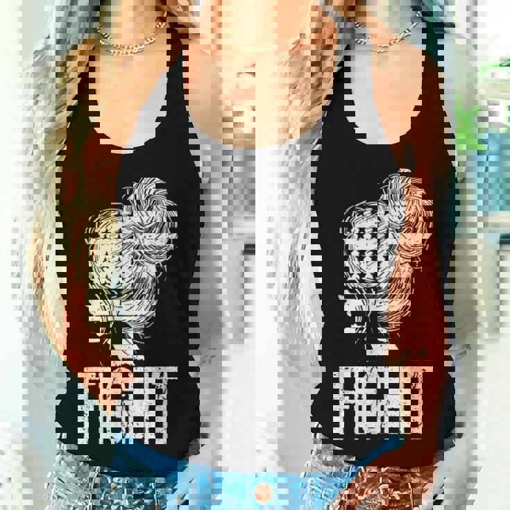 Fight 1776 Messy Bun American Women Tank Top Gifts for Her
