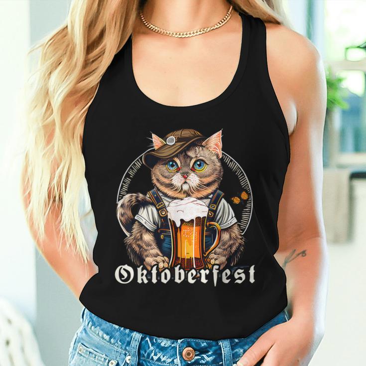 Cat Beer Oktoberfest Bavaria Lederhosen Costume Tank Top Frauen Geschenke für Sie