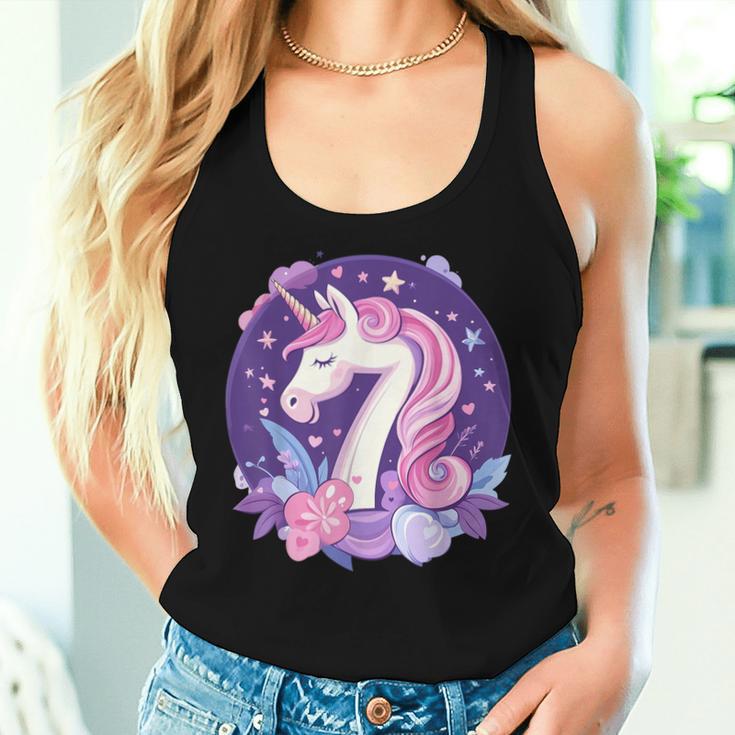 Geburtstag 7 Einhorn Mädchen Einhorn Outfit 7 Geburtstag Tank Top Frauen Geschenke für Sie