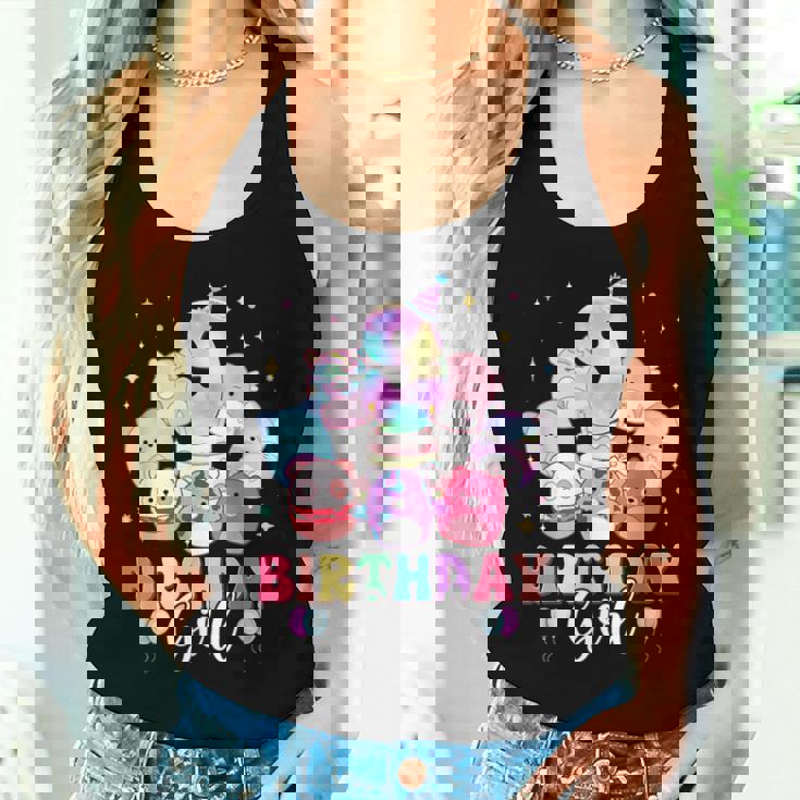 Happy Birthday Girl Squish Squad Mallow Girls 9Th Birthday Women Tank Top Gifts for Her