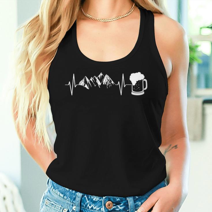 Heartbeat Berge And Beer Beer Drinker Tank Top Frauen Geschenke für Sie