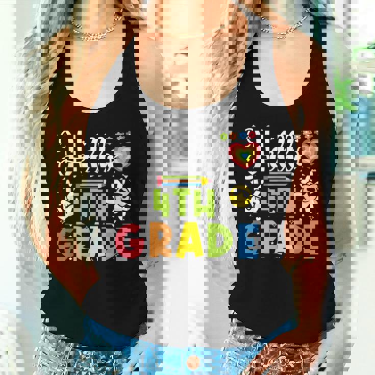 Hello Fourth 4Th Grade Happy First Day Of School Girls Women Tank Top Gifts for Her