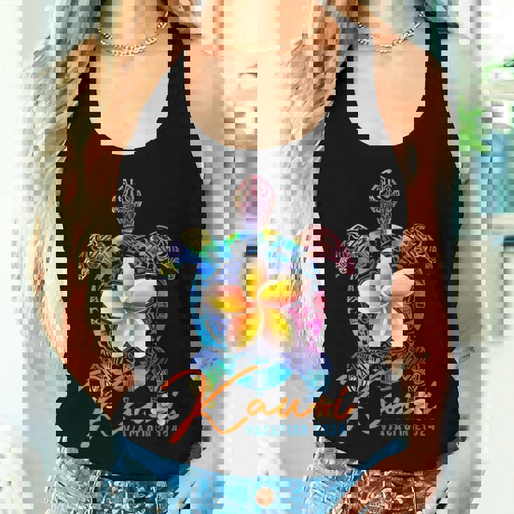 Kauai Hawaii Hawaiian Tie Dye Sea Turtle Vacation 2024 Women Tank Top Gifts for Her