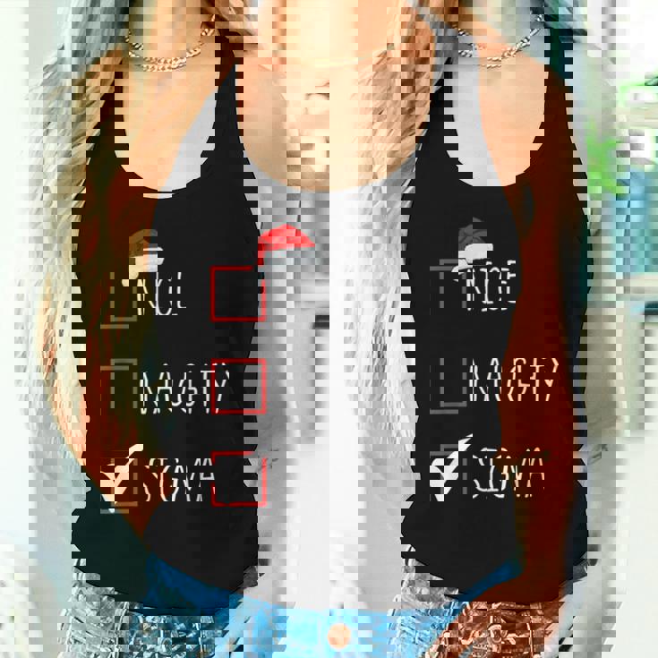 Nice Naughty Sigma List Santa Claus Sarcastic Women Tank Top Gifts for Her