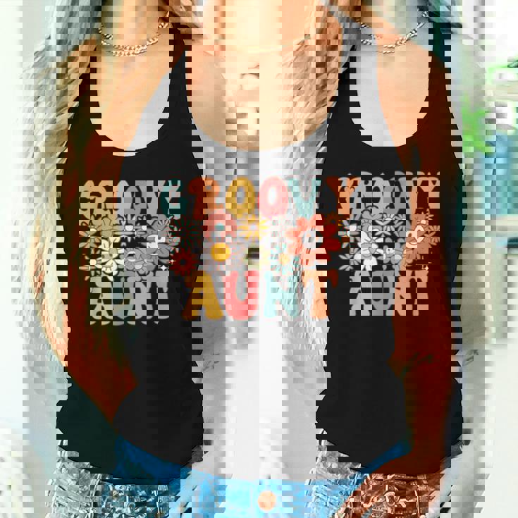 Retro Groovy Aunt 1St Birthday Auntie Matching Family Hippie Women Tank Top Gifts for Her