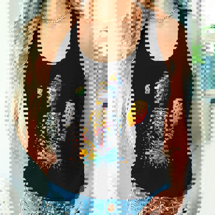 Spooky Pickleball Halloween Skeleton Pumpkin Women Tank Top Gifts for Her