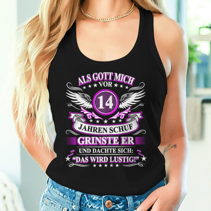 Women's Als Gott Michor 14 Jahren Schuf Grinste Er 14Th Birthday S Tank Top Frauen Geschenke für Sie