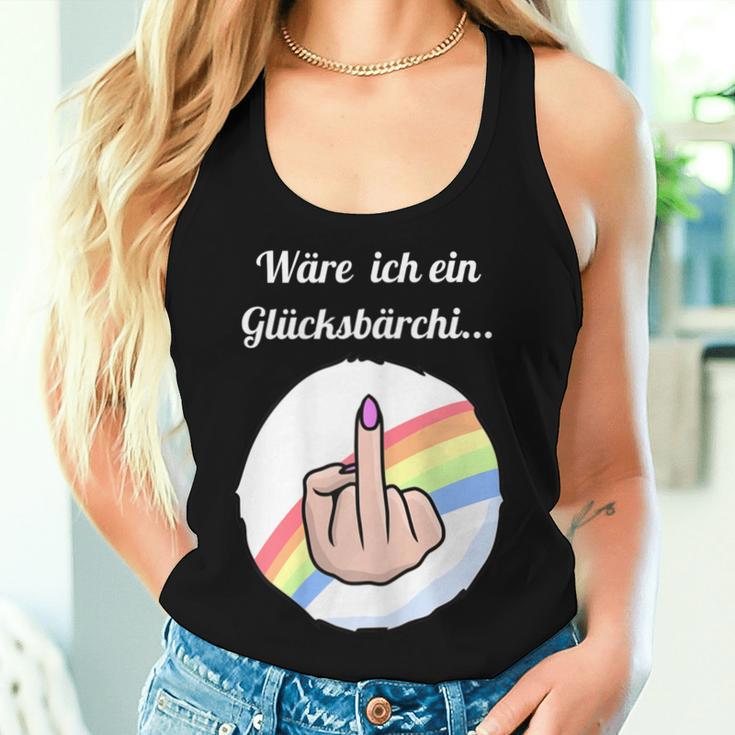 Women's Rainbow Was Ich Ein Glücksbärchi Middle Finger Tank Top Frauen Geschenke für Sie