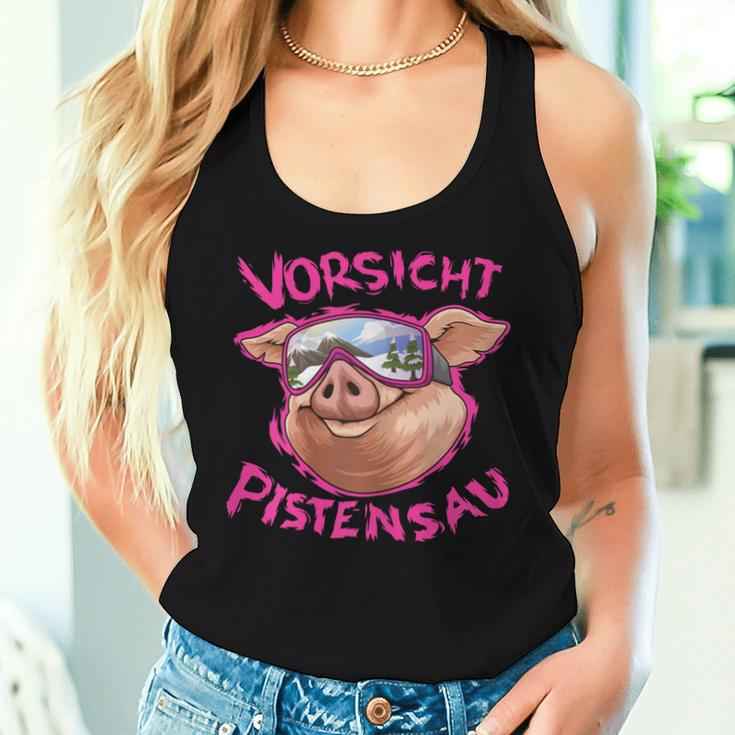 Women's Ski Rabbit Outfit Caution Pistensau Après Ski Party Tank Top Frauen Geschenke für Sie