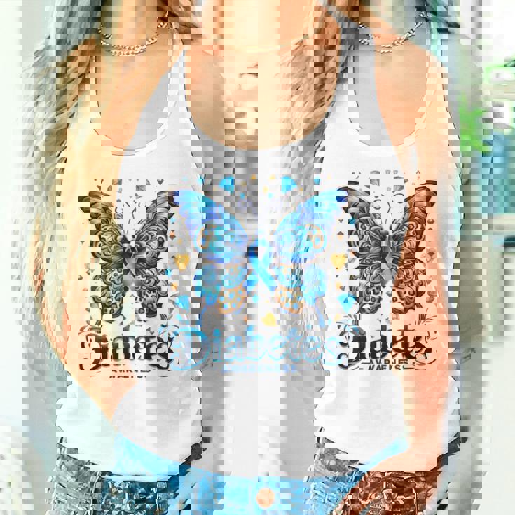 Diabetes Awareness Butterfly Diabetes Blue Ribbon T1d Women Women Tank Top Gifts for Her Diabetes Awareness Butterfly Diabetes Blue Ribbon T1d Women Women Tank Top Gifts for Her