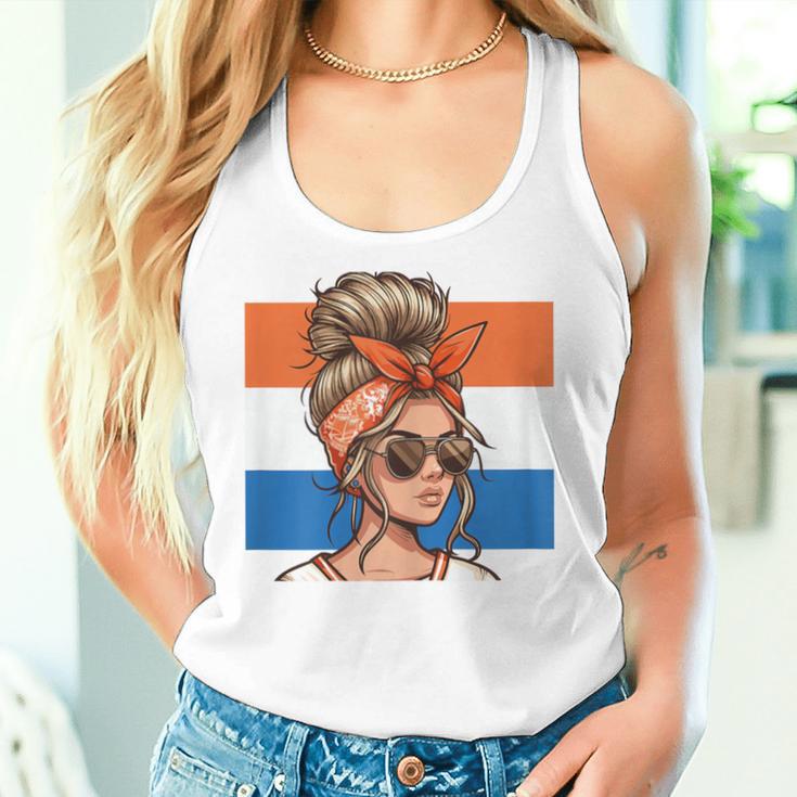 Holland Fan Item Women's Messy Bun Holland Flag Tank Top Frauen Geschenke für Sie