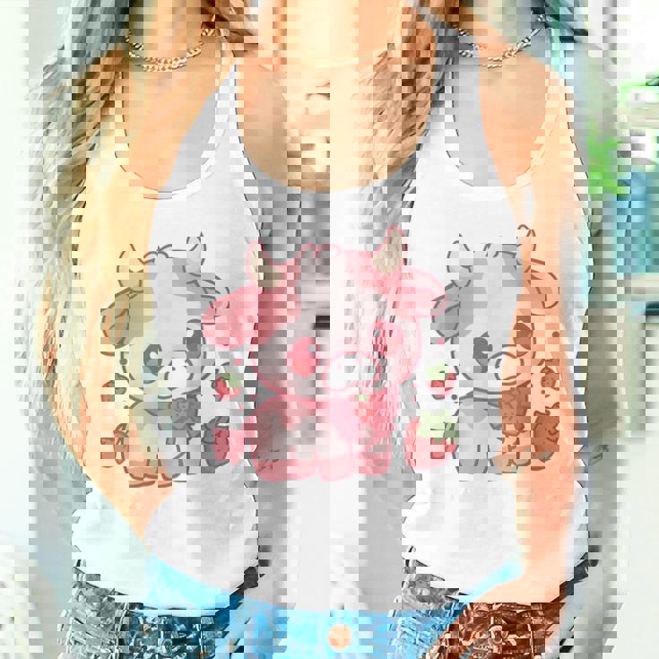 Strawberry Cow Kawaii Anime Strawberry Milk For Girls Women Women Tank Top Gifts for Her