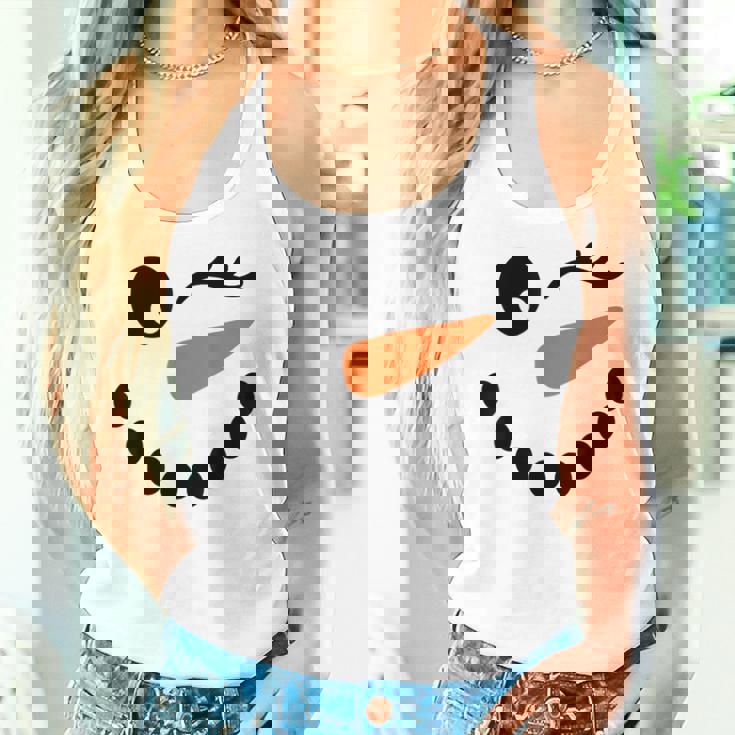 Winter Snowman Face Wink Eye Christmas Xmas For Girl Womens Women Tank Top Gifts for Her